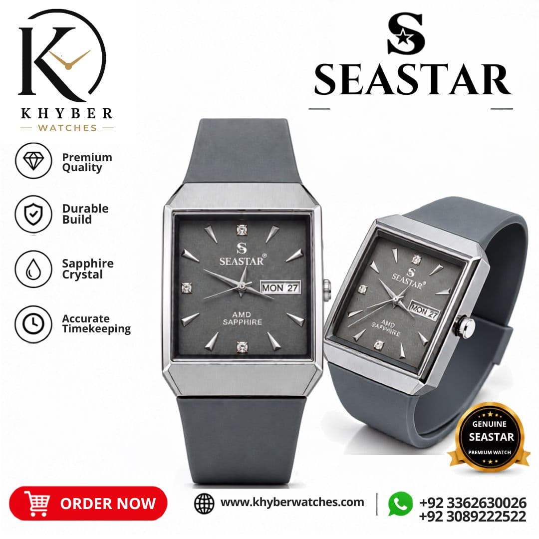 SEASTAR Rectangular Grey Dial Quartz Watch for Men