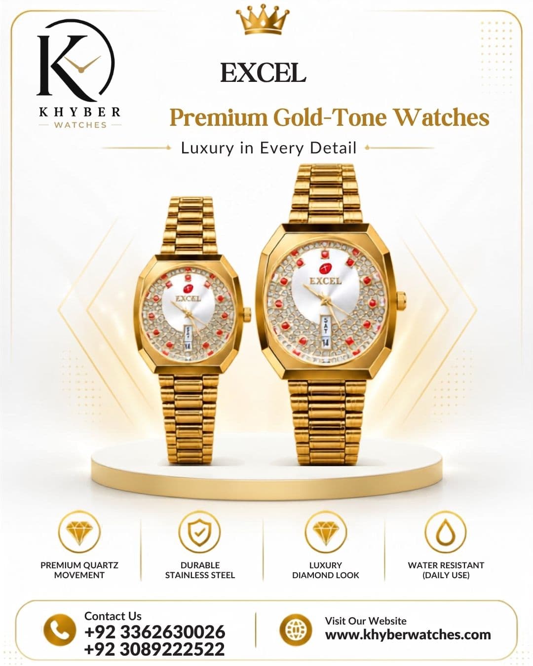 EXCEL Premium Gold-Tone Watch Pair